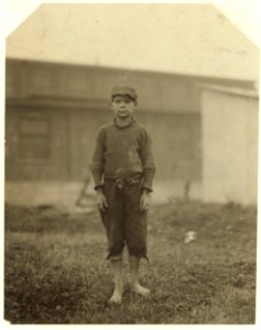 Neil Power, 10 y(ea)rs old, he said, 'Turn stockings in Rome (Ga) Hosiery Mill.' A shy, pathetic figure. 'Haint been to school much.' LOC nclc.02747