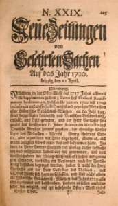Neue Zeitungen 1720