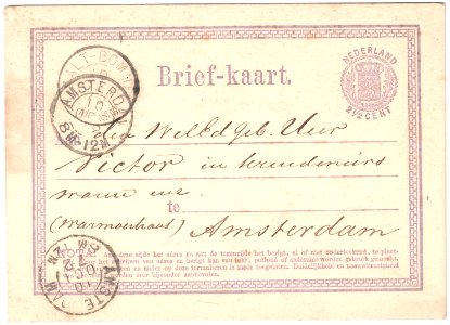 Netherlands 1872-10-10 postal card Zaltbommel-Amsterdam