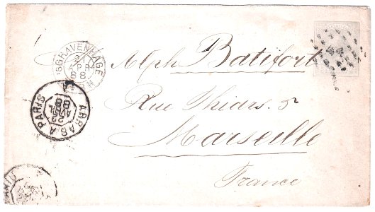 Netherlands 1888-04-21 12.5c envelope The Hague-Marseille G2 photo
