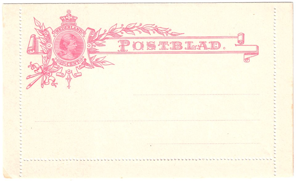 Netherlands 1896 lettercard 12.5c unused G7x