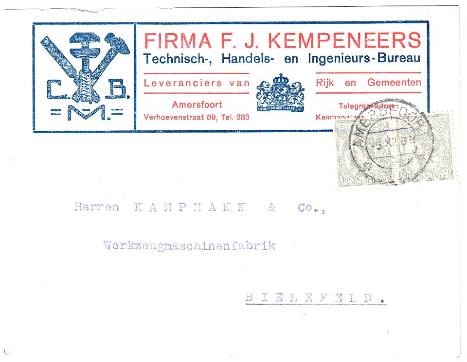 Netherlands 1926-12-26 cover Amersfoort-Bielefeld