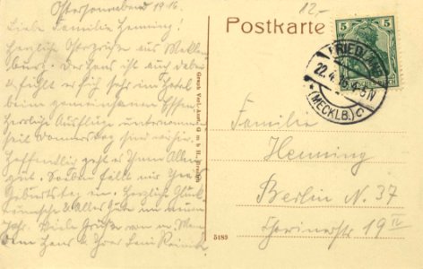 Neubrandenburg, Mecklenburg-Vorpommern - Wickhaus am Bahnhof (2) (back) (Zeno Ansichtskarten)