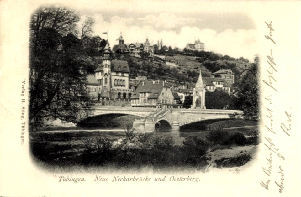 Neue Neckarbrücke und Österberg (AK H Sting 1901)