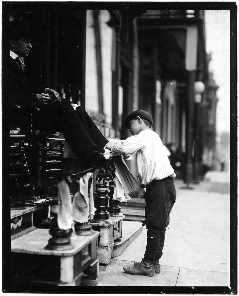 Michael Mero, Bootblack, 12 years of age, working one year of own volution. Don't smoke. Out after 11 P.M. on May 21.... - NARA - 523311