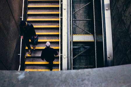 Pedestrians stairs life
