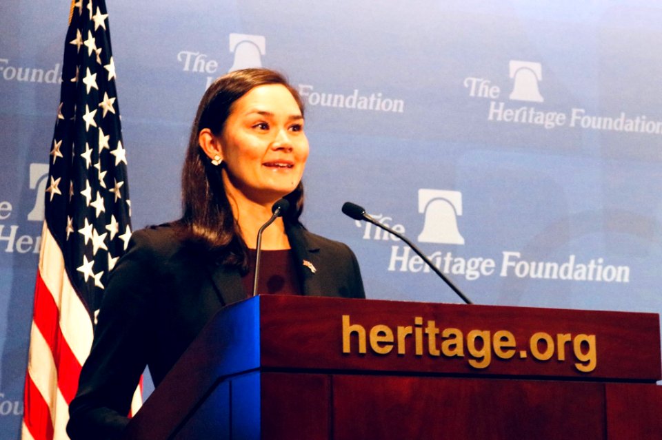 Michelle Giuda speaking at the Heritage Foundation