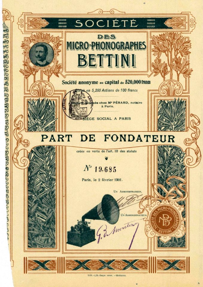 Micro-Phonographes Bettini 1901