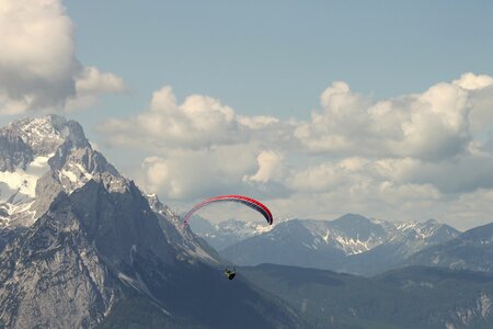 Paragliding flying mountains