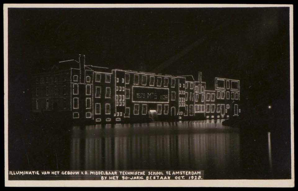 Middelbaar Technische School Plantage Muidergracht 12-16. Uitgave J. Vlieger, Amsterdam, Afb PBKD00170000004