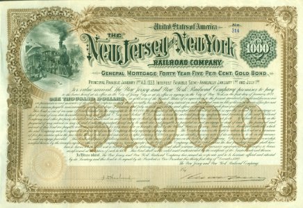 New Jersey and New York RR 1892