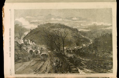New military road near the Chain Bridge, Virginia - From a sketch by our Special Artist with the Grand Army of the Potomac. LCCN2013650188