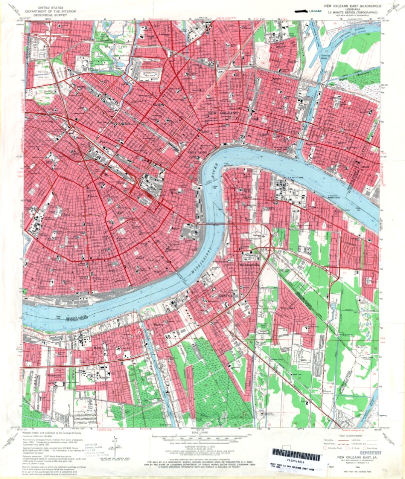 New Orleans Section and West Bank 1966 Map
