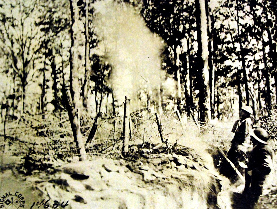 New York 69th, 165th Infantry, U.S. Army, firing Stokes mortars, AEF, France, June 3, 1918 (32832935231)