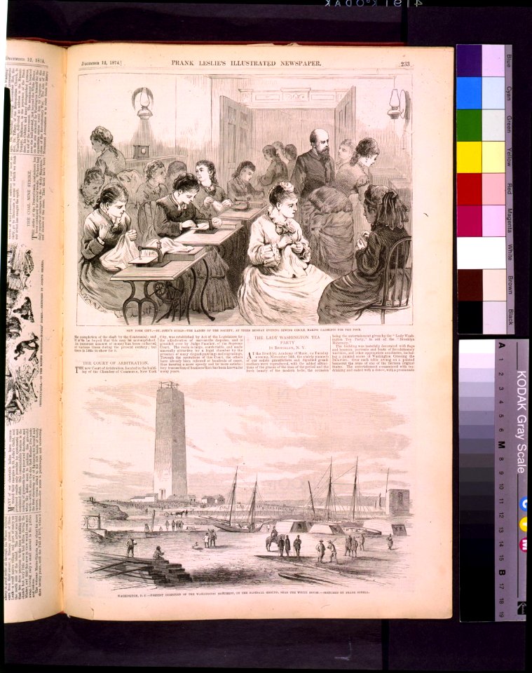 New York City - St. John's guild - the ladies of the society, at their Monday evening sewing circle, making garments for the poor. Washington, D.C. - present condition of the Washington LCCN93508532