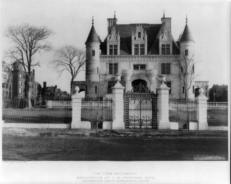 New York (City) - Riverside Drive - On the Hudson, the French Renaissance style mansion of C.M. Schwab- full front view before entrance gate LCCN2006690175