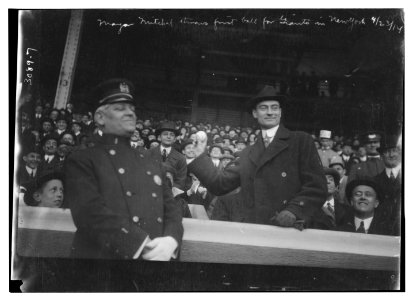 New York City Mayor John P. Mitchel throwing first ball, 4-23-1914 (baseball) LCCN2014719453