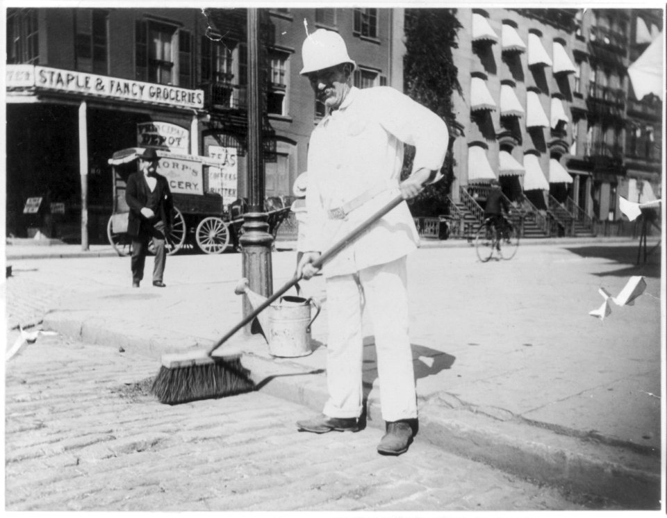 New York City)- Street sweeper and broom LCCN2005680939