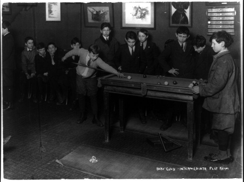 New York City - scenes in Boys Club recreation center- playing pocket billards in intermediate play room LCCN2016651924