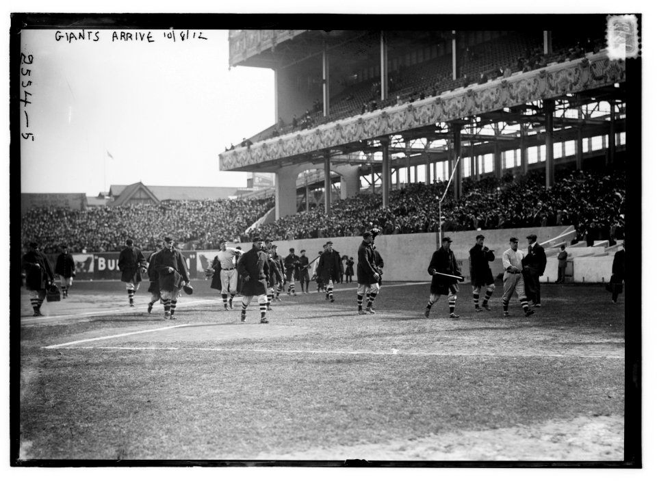 New York Giants walk onto the field at the Polo Grounds (New York) prior to Game One of the 1912 World Series, October 8, 1912 (baseball) LCCN2014692064