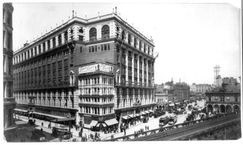 New York City- Herald Square - facing Macy's, with elevated railroad in right foregrd. LCCN2003678141