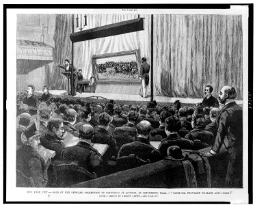 New York City-Sale of the Stewart collection of paintings at auction, at Chickering Hall-Sixty-six thousand dollars and-sold! - from a sketch by a staff artist. LCCN98500391