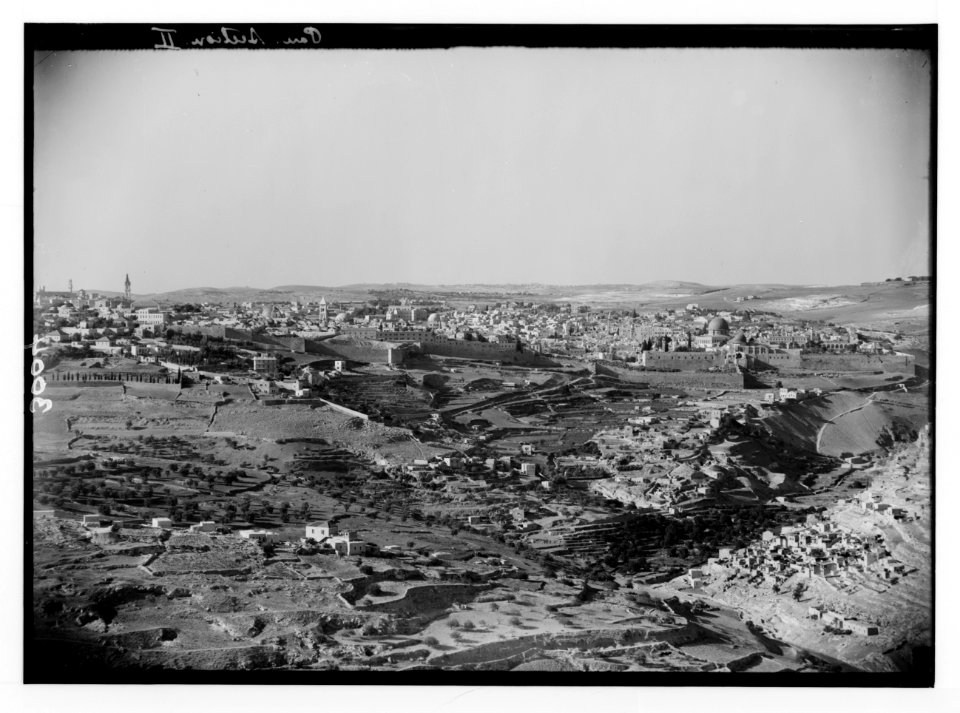 Newer Jerusalem and suburbs. The Old City from Government House showing site of the City of David on Ophel LOC matpc.02561