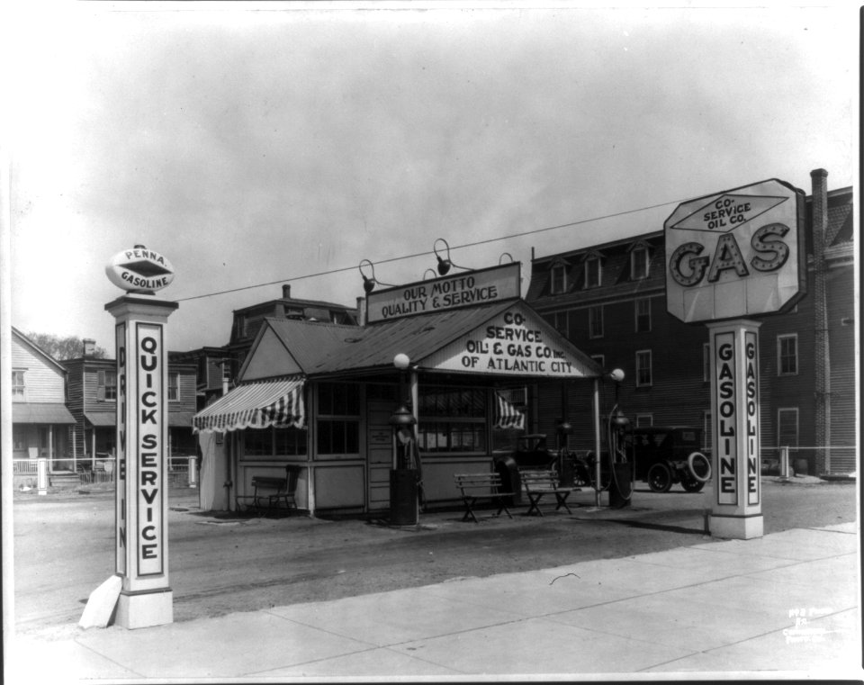 New Jersey, Atlantic City, gas station at Texas & Atlantic Ave. LCCN2011661034