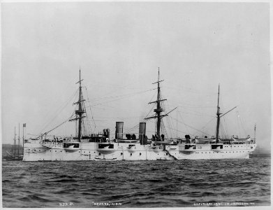 Newark (Cruiser 1). Port side, 1891 - NARA - 512904