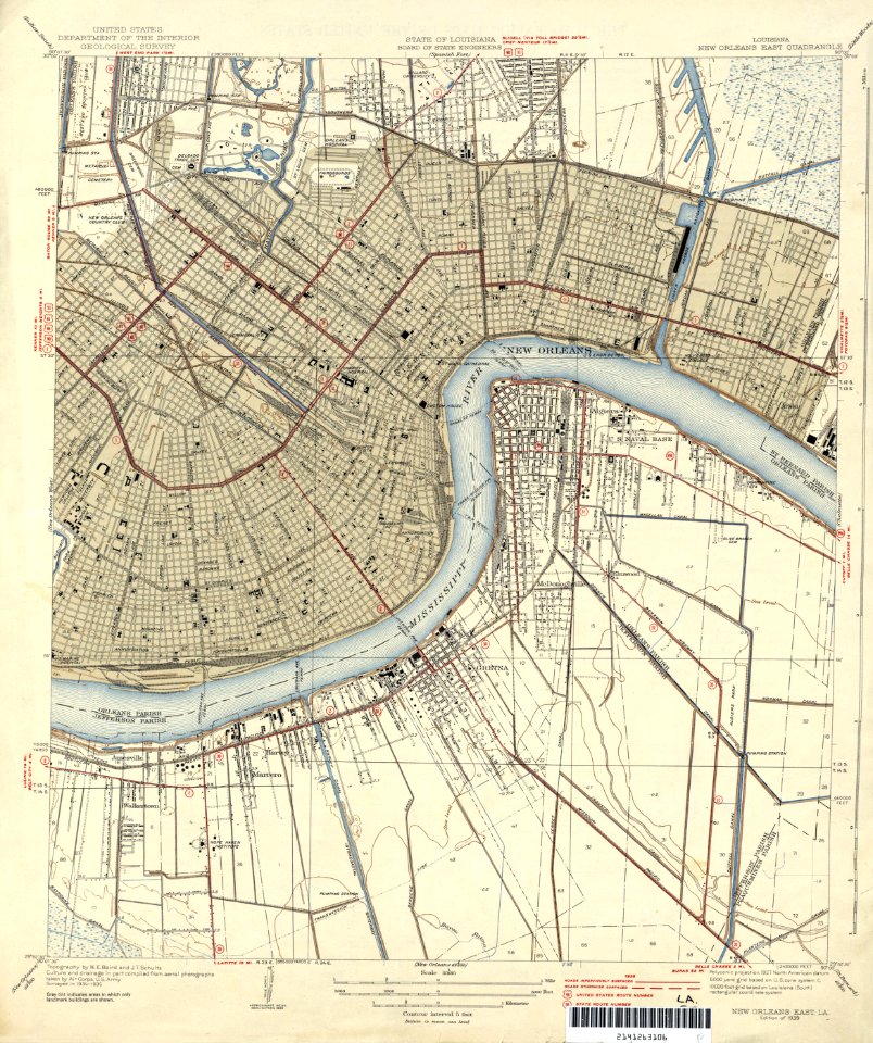 New Orleans Section and West Bank 1935 Map