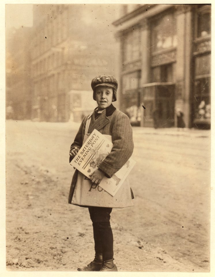 Newsie on Main St. at 2 P.M. Said 'our class did not have any school this afternoon.' Marshall Knox, 10 years old, 23 Hamilton Street. LOC cph.3b18138