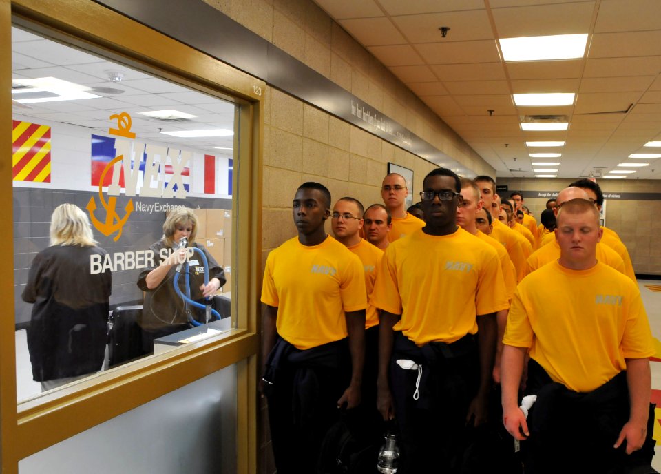 New recruits prepare for haircuts. (8244610862)