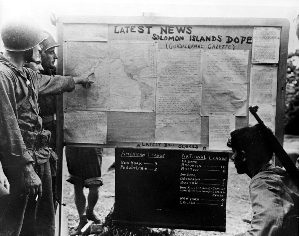 Newsboard on Guadalcanal in 1942