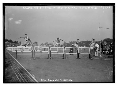 Newark, Earl W. Thompson wins 120 yds. hurdles LCCN2014702710