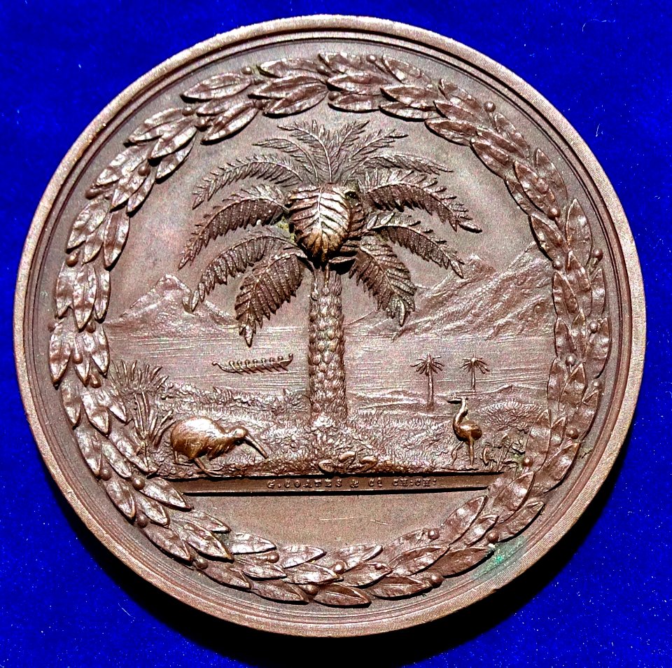New Zealand Interprovincial Exhibition 1872 Christchurch Prize Medal, reverse