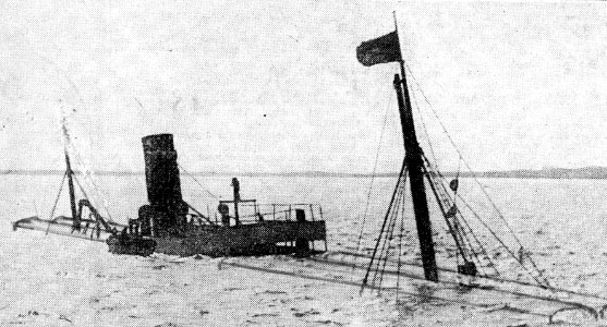 Newspaper photo showing the stricken SS Africa as beached near Deal
