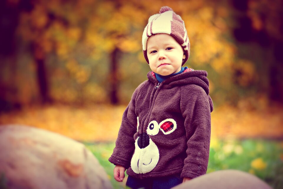 Boy baby autumn leaves