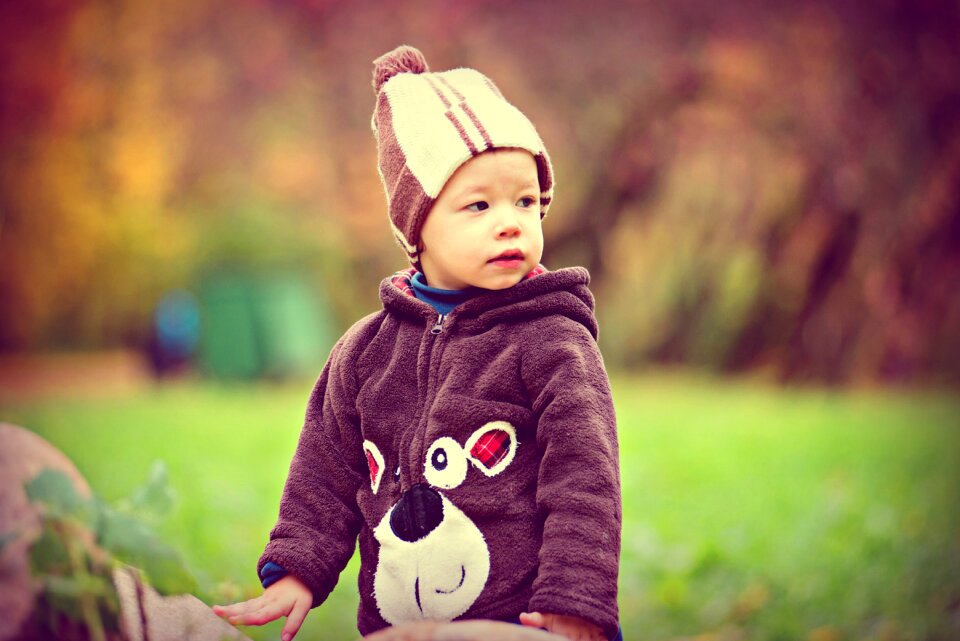 Boy baby autumn leaves
