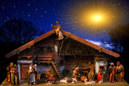 Nativity scene crib father christmas photo