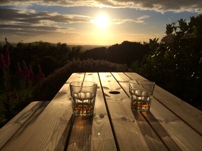 Whiskey wood bench photo