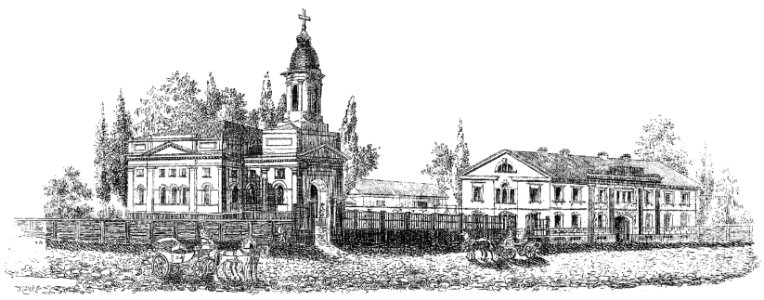 Mienskaja kircha, Zacharaŭskaja. Менская кірха, Захараўская (1850)