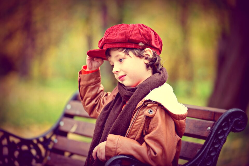 The child on the bench the boy on the bench nature