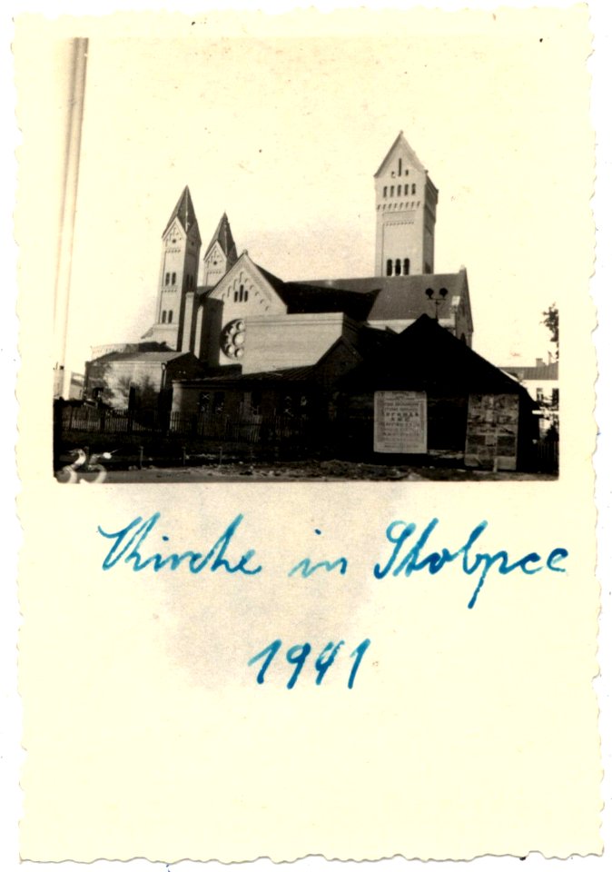 Miensk, Zacharaŭskaja, Čyrvony kaścioł. Менск, Захараўская, Чырвоны касьцёл (1941)