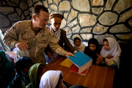 Mike Mullen at the Pushghar Village Girls School in Panjshir Valley, Afghanistan - 2009 (3726515785) photo