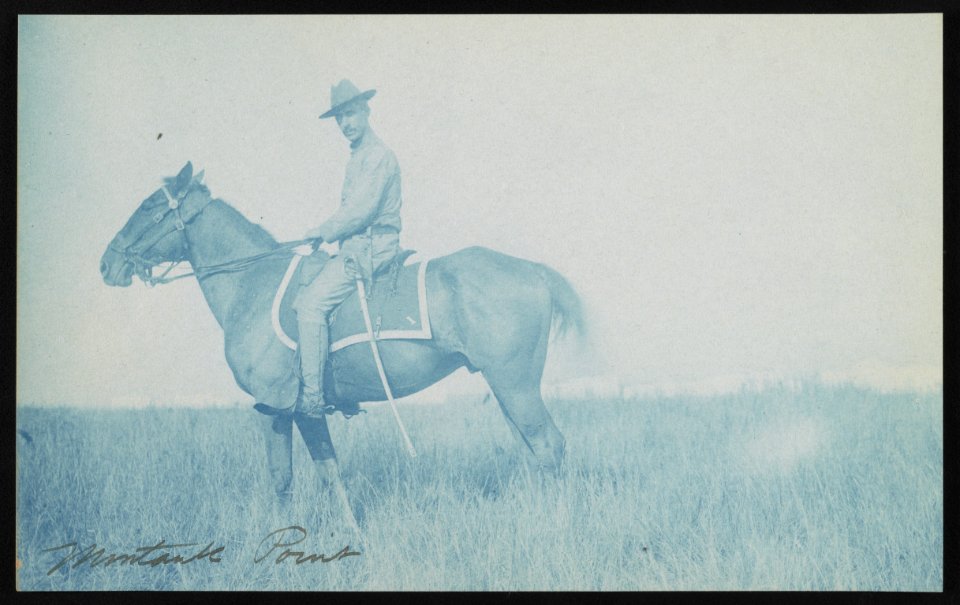 Military officer on horseback at military camp, Montauk Point, New York LCCN2013651506