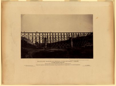 Military railroad bridge over Potomac Creek on the Richmond, Fredericksburg & Potomac Railroad, built by the U.S.M.R.R. Construction Corps, C.F. Nagle, supervisor - photographed by Capt. LCCN2004680116