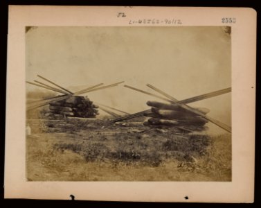 Military railroad operations in northern Virginia- two piles of rails and wooden ties LCCN97502052