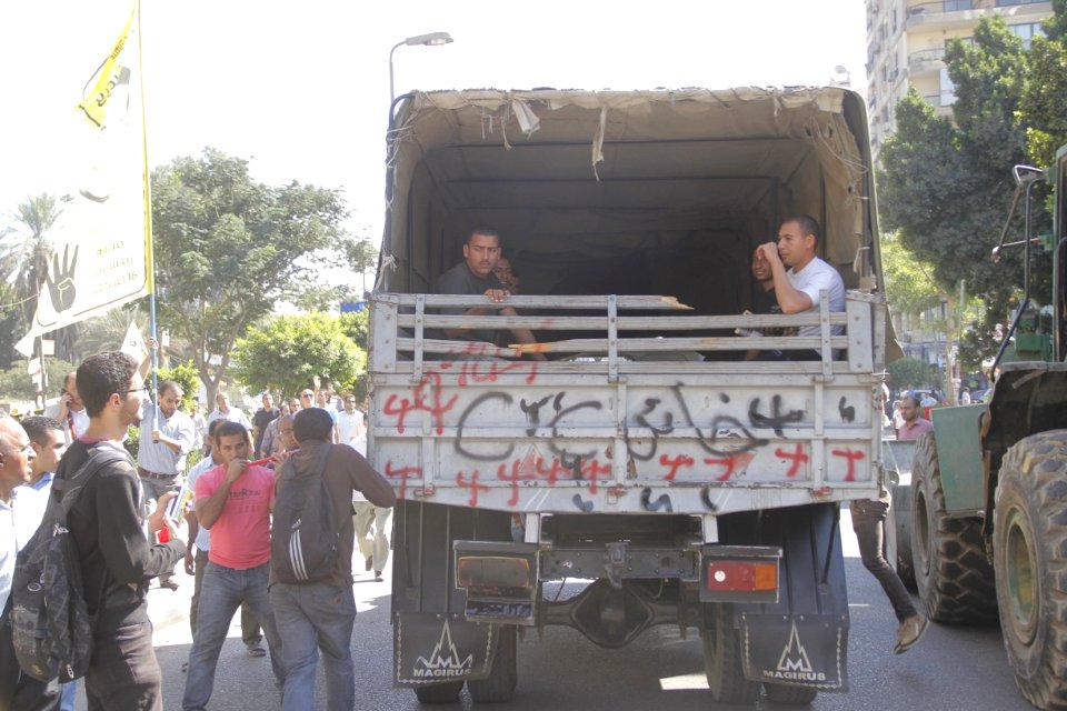 Military vehicle - anti-coup protest in Nasr City-, Cairo, Oct. 11, 2013