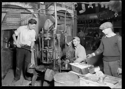 Millville, New Jersey - Glass bottles. T.C. Wheaton Co. Pressing and shaping. - NARA - 518645