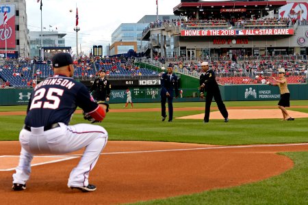 Military Appreciation Day first pitch 150417-N-YU482-101